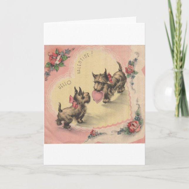 Vintage - Hello, Valentine! Scotties Holiday Card (Front)