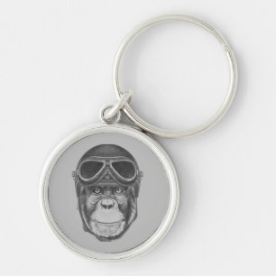 Vintage Helmet Chimpanzee Key Ring