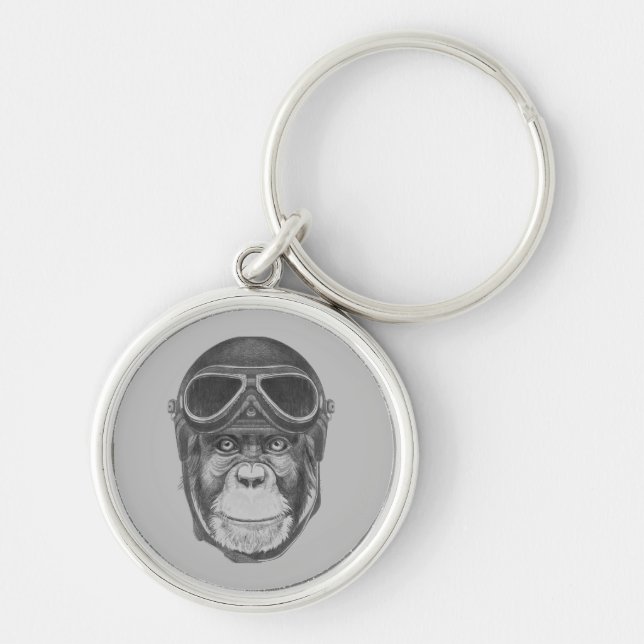 Vintage Helmet Chimpanzee Key Ring (Front)