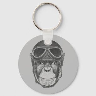 Vintage Helmet Chimpanzee Key Ring
