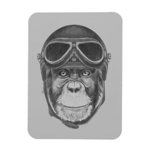 Vintage Helmet Chimpanzee Magnet