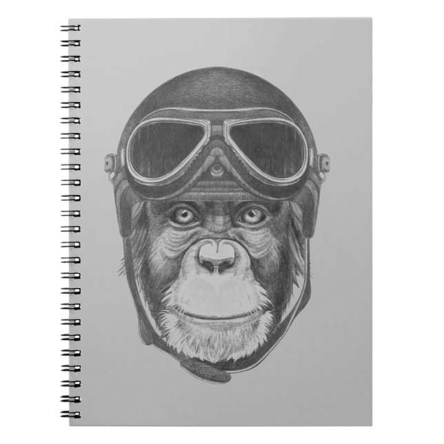 Vintage Helmet Chimpanzee Notebook (Front)