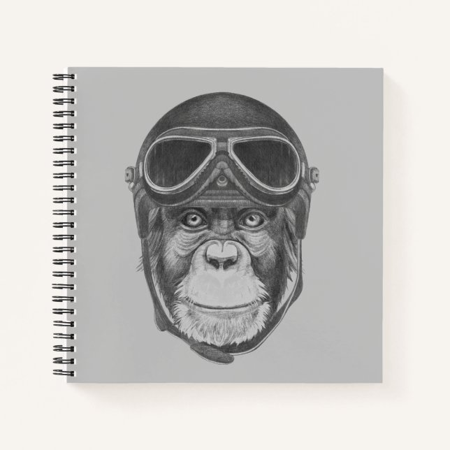 Vintage Helmet Chimpanzee Notebook (Front)
