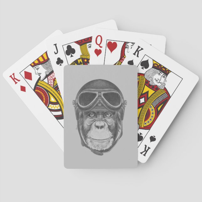 Vintage Helmet Chimpanzee Playing Cards (Back)