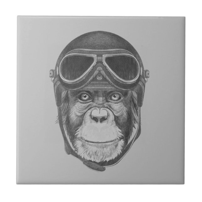 Vintage Helmet Chimpanzee Tile (Front)