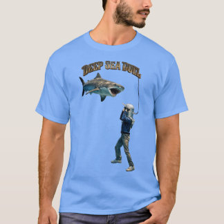 Vintage Helmet Diver Fighting a Tiger Shark URM T-Shirt