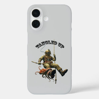 Vintage Helmet Diver on a Rope with an Octopus URM iPhone 16 Case