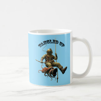 Vintage Helmet Diver on a Rope with an Octopus URM Coffee Mug