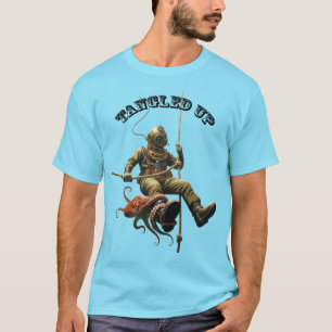 Vintage Helmet Diver on a Rope with an Octopus URM T-Shirt