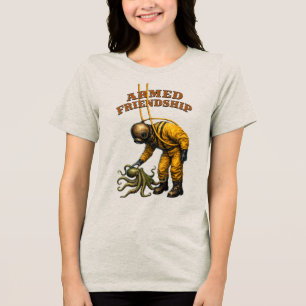 Vintage Helmet Diver Petting a Large Octopus URM Tri-Blend Shirt