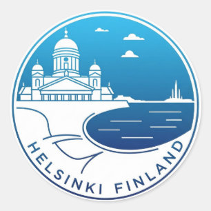 Vintage Helsinki Finland Travel Classic Round Sticker