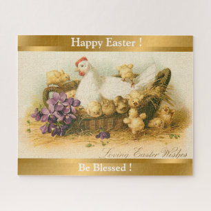 Vintage Hen And Chickens Easter Jigsaw Puzzle