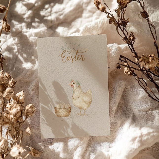 Vintage Hen and Eggs Country Farm Holiday Postcard (Creator Uploaded)