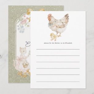 Vintage Hen & Chick Cottagecore Baby Shower Advice Card