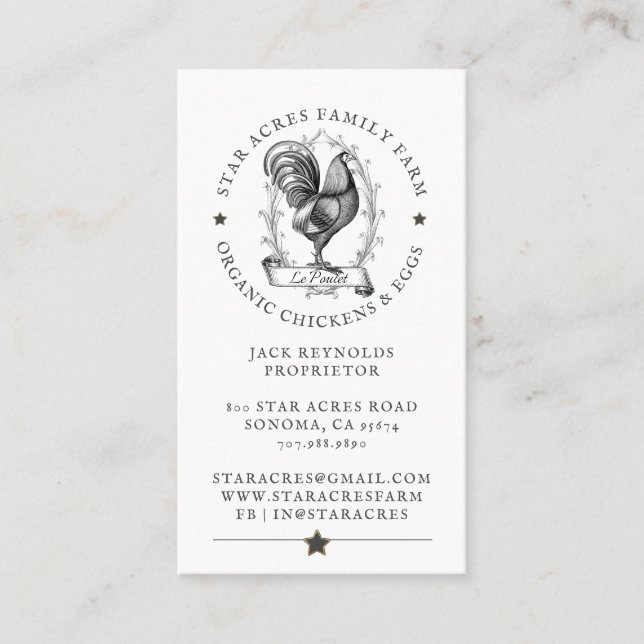 Vintage hen Chicken Egg Farm Business Card (Front)