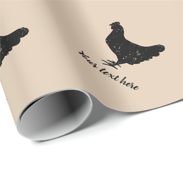 Vintage hen chicken silhouette Birthday Wrapping Paper (Roll Corner)