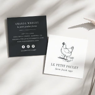 Vintage Hen Country Farm Square Business Card