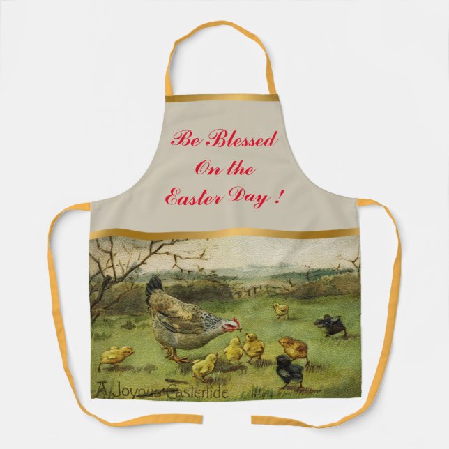 Vintage Hen Easter Holiday Apron (Front)