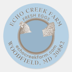 VINTAGE HEN FARM FRESH EGG Blue & Brown Classic Round Sticker
