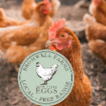 VINTAGE HEN FARM FRESH EGG Pale Green Label<br><div class="desc">A 1930's shade of pale green with brown earth tone-coloured ink on this vintage hen illustration and dotted border make this a classy old-fashioned label for your eggs or hen house correspondence. Openface font.</div>