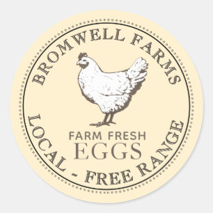 VINTAGE HEN FARM FRESH EGG Pale Yellow Label