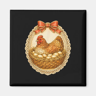 Vintage Hen On Nest Lace Frame Farmhouse Chicken A Magnet