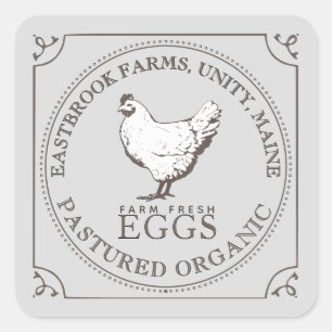 VINTAGE HEN PASTURED EGGS LABEL Egg Carton Grey