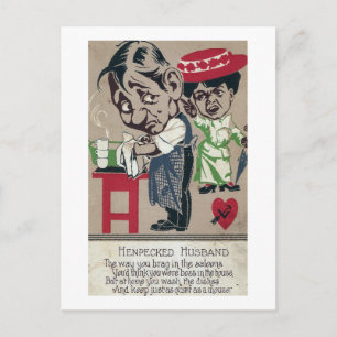 Vintage Hen Pecked Husband Postcard
