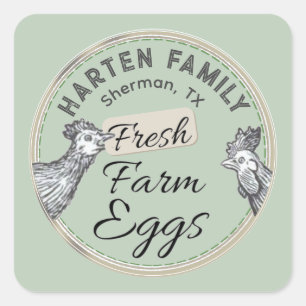 Vintage Hen Rooster Rustic Market Egg Carton cute Square Sticker
