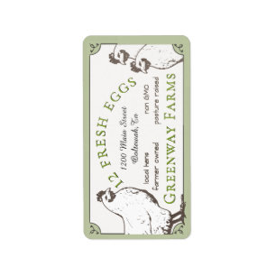 Vintage Hen Small Rectangular Carton Label Green