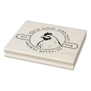 VINTAGE HEN Wood Stamp Fresh Local Farm Eggs