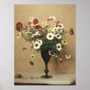 Vintage Henri Latour Flowers chrysanthemums Poster