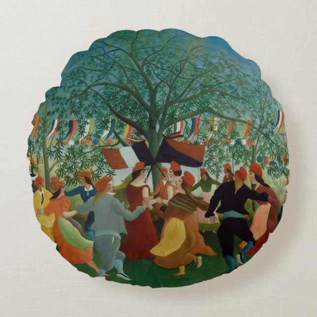 Vintage Henri Rousseau Centennial of Independence Round Cushion (Front)