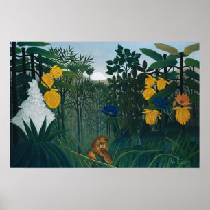 Vintage Henri Rousseau Jungle Lion Famous Art Poster