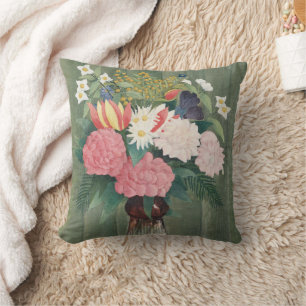 Vintage Henri Rousseau Pink Floral Still Life Cushion
