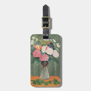 Vintage Henri Rousseau Pink Floral Still Life Luggage Tag