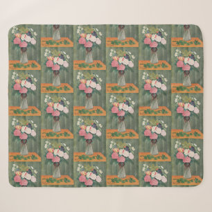Vintage Henri Rousseau Pink Floral Still Life Sherpa Blanket