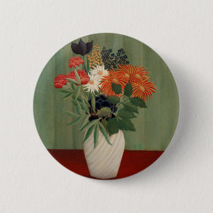 Vintage Henri Rousseau Sage Green Floral Art Print 6 Cm Round Badge