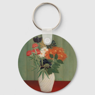 Vintage Henri Rousseau Sage Green Floral Art Print Key Ring