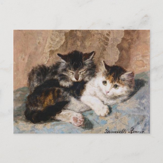 Vintage Henriette Ronner-Knip Best of Friends Postcard (Front)