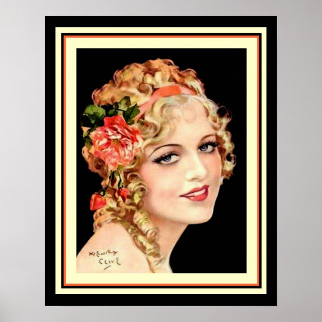 Vintage Henry Clive Flapper Girl Poster 16 x 20 (Front)