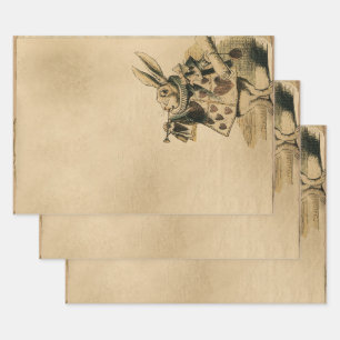 Vintage Herald White Rabbit Alice in Wonderland Wrapping Paper Sheet