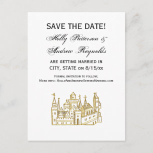 Vintage Heraldic Castle #2 Crest Faux Gold Announcement Postcard