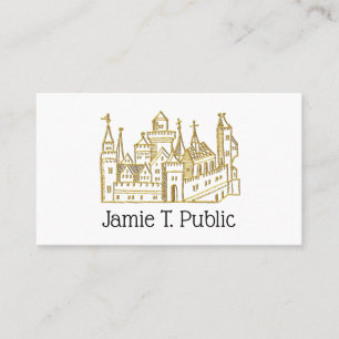 Vintage Heraldic Castle #2 Crest Faux Gold Business Card