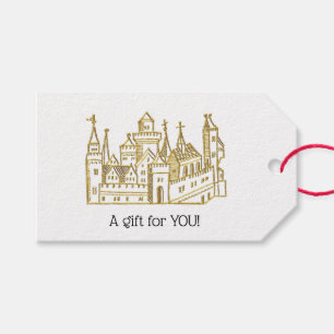 Vintage Heraldic Castle #2 Crest Faux Gold Gift Tags