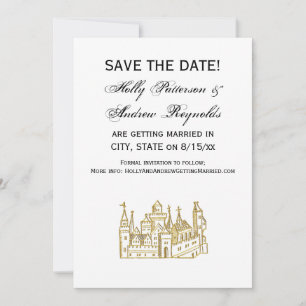 Vintage Heraldic Castle #2 Crest Faux Gold Invitation
