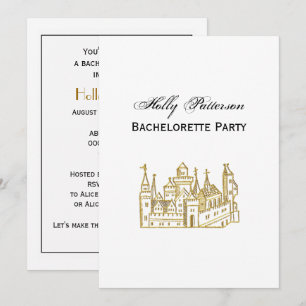 Vintage Heraldic Castle #2 Crest Faux Gold Invitation