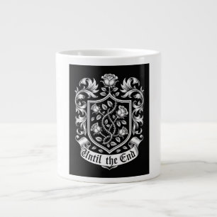 Vintage Heraldic Crest with Roses – Until the End Large Coffee Mug