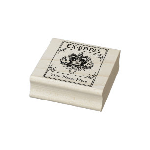 Vintage Heraldic Crown Ex Libris Rubber Stamp