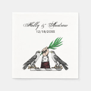 Vintage Heraldic Falcons With Hand Crest Emblem Napkin